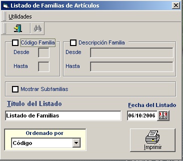 Listado Familias